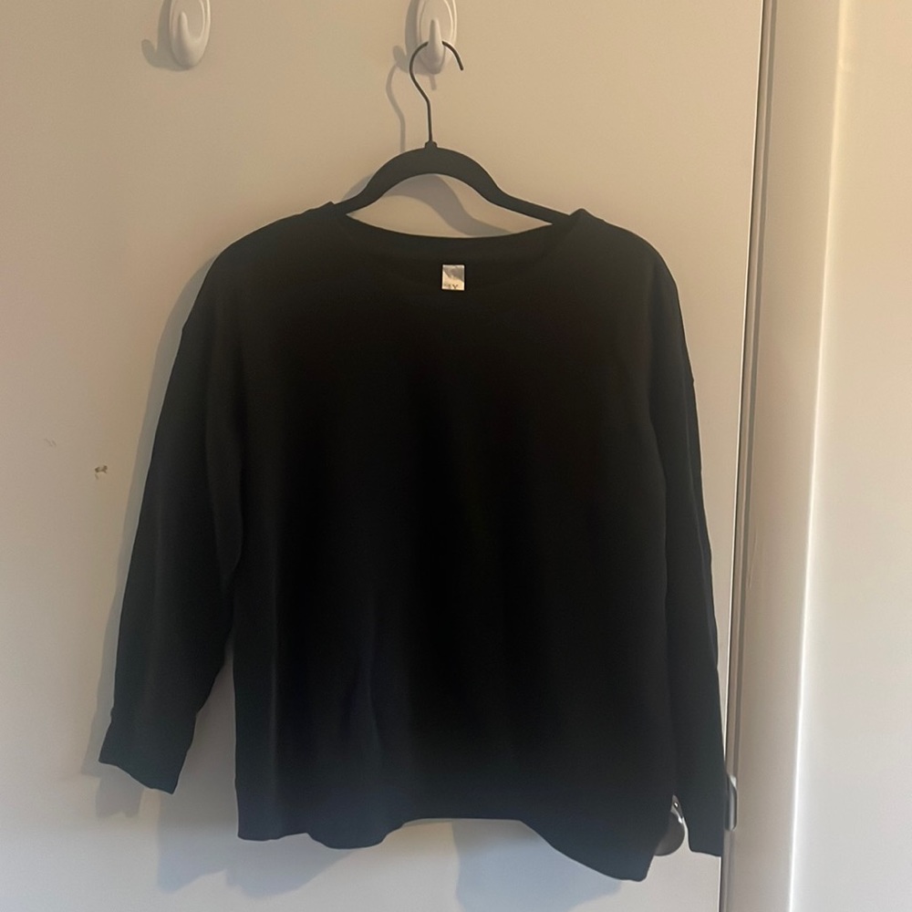 JustBe Black Relaxed fit, 3/4 length sleeve crew neck